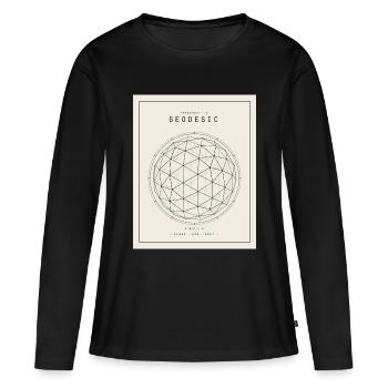 Motif géodésique de la géométrie des sphères - T-shirt manches longues Premium bio Femme - noir - Devant - Julia (174cm)