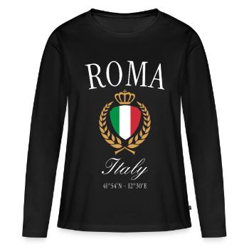 Rom Italien Wappen Krone – Reise Souvenir - Frauen Premium Bio Langarmshirt - Schwarz - Vorne - Julia (174cm)