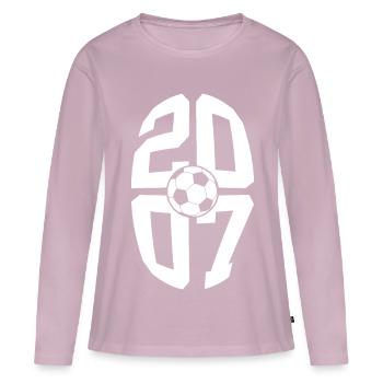 19 YEARS BORN 2007 FOOTBALL 19TH BIRTHDAY - Women's Premium Organic Long Sleeve Shirt - dusky pink - Front - Julia (174cm)