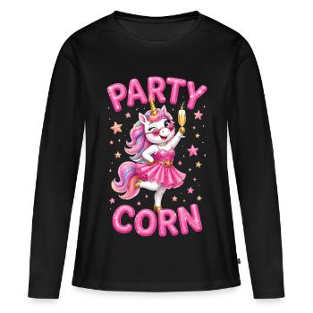 Partying Mallorca Celebrating Unicorn Partycorn - Women's Premium Organic Long Sleeve Shirt - black - Front - Julia (174cm)