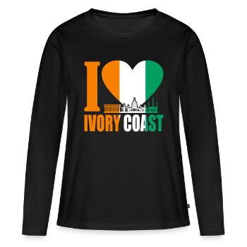 Côte d’Ivoire - T-shirt manches longues Premium bio Femme - noir - Devant - Julia (174cm)