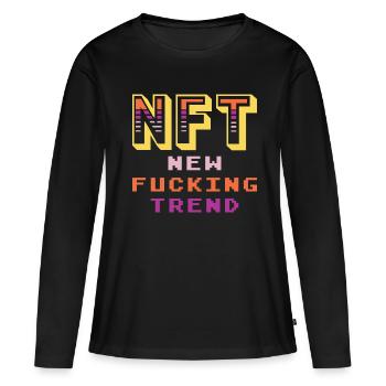 NFT Nouvelle Putain Tendance Crypto Coin Bitcoin Amour - T-shirt manches longues Premium bio Femme - noir - Devant - Julia (174cm)