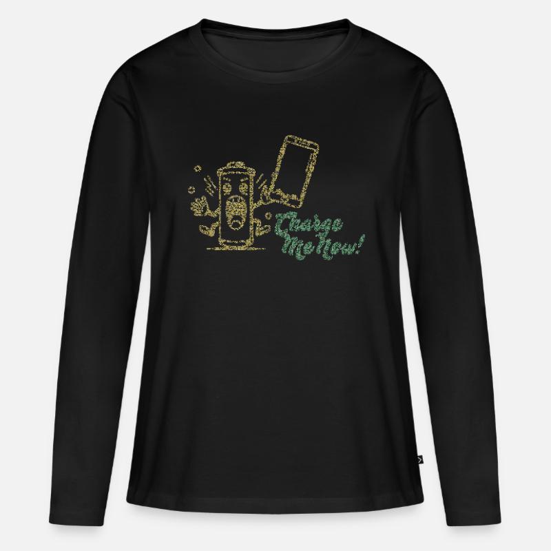 Battery Buddy: Charge Me Now! - Frauen Premium Bio Langarmshirt - Schwarz