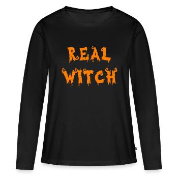 Real Witch / Halloween Witch Design - Women's Premium Organic Long Sleeve Shirt - black - Front - Julia (174cm)
