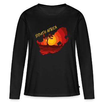 Afrique du Sud - T-shirt manches longues Premium bio Femme - noir - Devant - Julia (174cm)