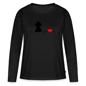 Poodle Heart Frequency - heartbeat black poodle - Women's Premium Organic Long Sleeve Shirt - black - Front - Julia (174cm)