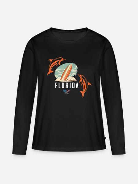 Florida Surfin - Frauen Premium Bio Langarmshirt - Schwarz