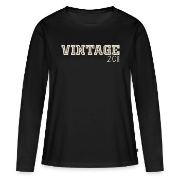 Jahrgang 2011 Original 2011 Retro 2011 Geschenk 2011 - Frauen Premium Bio Langarmshirt - Schwarz - Vorne - Julia (174cm)