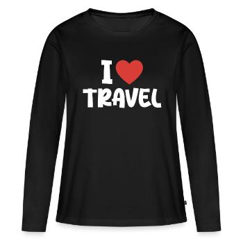 I Love Travel - T-shirt manches longues Premium bio Femme - noir - Devant - Julia (174cm)