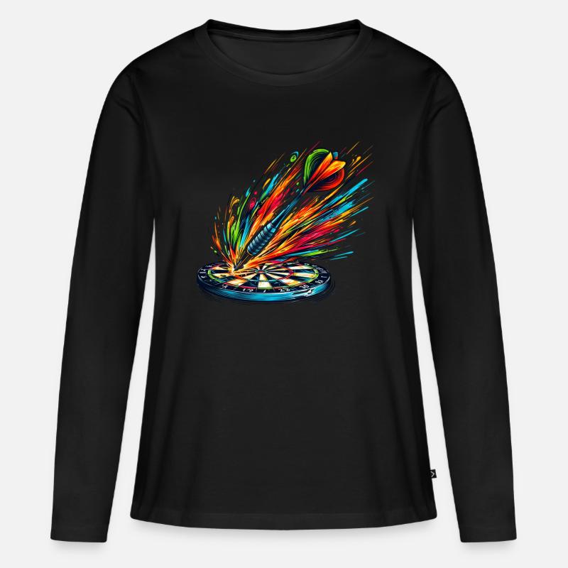 Darts Splash - Frauen Premium Bio Langarmshirt - Schwarz