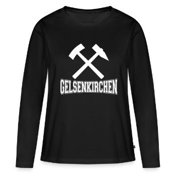 Gelsenkirchen - T-shirt manches longues Premium bio Femme - noir - Devant - Julia (174cm)
