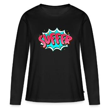 Suffer: Suffering with Style - Cartoon Satire - Women's Premium Organic Long Sleeve Shirt - black - Front - Julia (174cm)