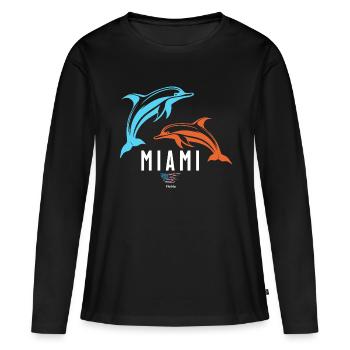 Miami - T-shirt manches longues Premium bio Femme - noir - Devant - Julia (174cm)