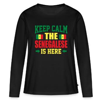 Sénégal - T-shirt manches longues Premium bio Femme - noir - Devant - Julia (174cm)