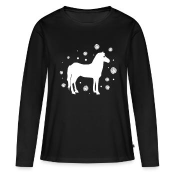 Cheval - Équitation Étalon équestre Ross Mare - T-shirt manches longues Premium bio Femme - noir - Devant - Julia (174cm)