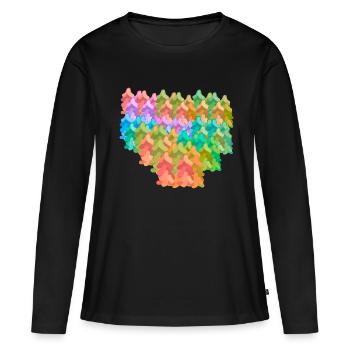 Coloré, Coloré, Forêt, Automne, Fantaisie, Sapins, Nature - T-shirt manches longues Premium bio Femme - noir - Devant - Julia (174cm)