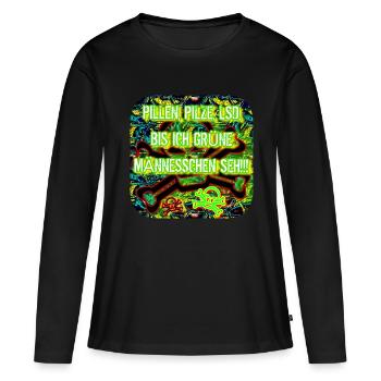 PILULES, CHAMPIGNONS, LSD.... - T-shirt manches longues Premium bio Femme - noir - Devant - Julia (174cm)