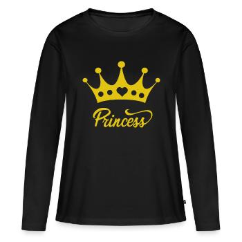 Princesse avec Queen Roi Couronne Couronne Couronne - T-shirt manches longues Premium bio Femme - noir - Devant - Julia (174cm)