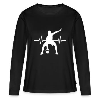 GYM TRAINING - Frauen Premium Bio Langarmshirt - Schwarz - Vorne - Julia (174cm)