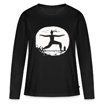 Yoga - Relaxen Lebensqualität - Frauen Premium Bio Langarmshirt - Schwarz - Vorne - Julia (174cm)