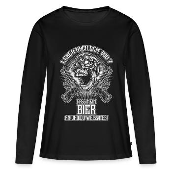 Fass mein Bier nicht an - DE - Frauen Premium Bio Langarmshirt - Schwarz - Vorne - Julia (174cm)