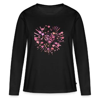 supernova2 rosa herzen - Frauen Premium Bio Langarmshirt - Schwarz - Vorne - Julia (174cm)