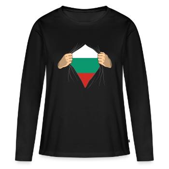 Bulgarie - T-shirt manches longues Premium bio Femme - noir - Devant - Julia (174cm)