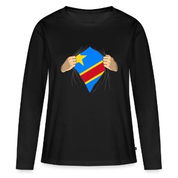 Congo - T-shirt manches longues Premium bio Femme - noir - Devant - Julia (174cm)