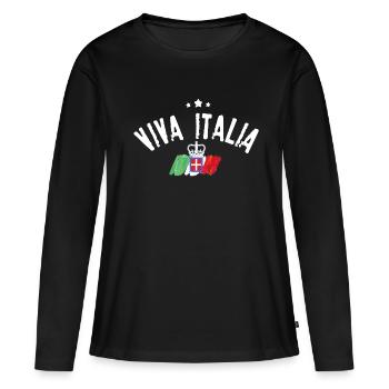 Viva Italia - Frauen Premium Bio Langarmshirt - Schwarz - Vorne - Julia (174cm)