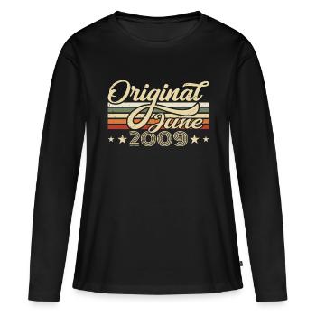 Juni 2009 | Geburtstag 2009 Jahrgang Juni 2009 - Frauen Premium Bio Langarmshirt - Schwarz - Vorne - Julia (174cm)