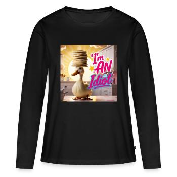 Canard - Je suis un idiot - T-shirt manches longues Premium bio Femme - noir - Devant - Julia (174cm)