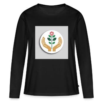 Logo de croissance - T-shirt manches longues Premium bio Femme - noir - Devant - Julia (174cm)