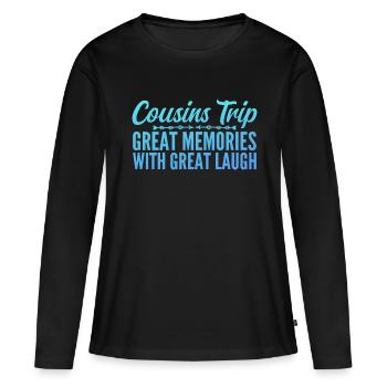 Cousin Trip 2025 - T-shirt manches longues Premium bio Femme - noir - Devant - Julia (174cm)