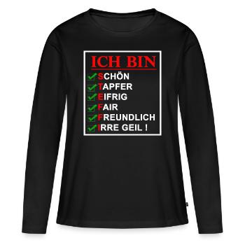 Namensshirt Steffi - Frauen Premium Bio Langarmshirt - Schwarz - Vorne - Julia (174cm)