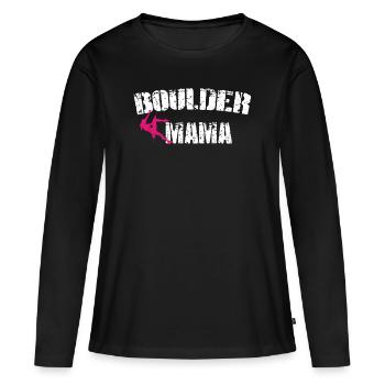 Boulder Mama Kletter Mama Kletterhalle Kletterin - Frauen Premium Bio Langarmshirt - Schwarz - Vorne - Julia (174cm)