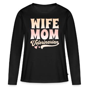 Idée Mignonne Pour Maman Femme Maman Vétérinaire - T-shirt manches longues Premium bio Femme - noir - Devant - Julia (174cm)
