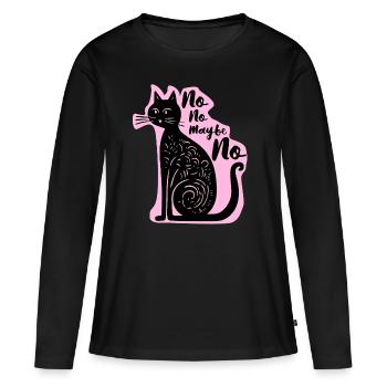 Vintage Cat Tee – Elegantes Schwarz für Frauen - Frauen Premium Bio Langarmshirt - Schwarz - Vorne - Julia (174cm)