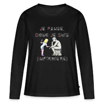 Je Panse donc je suis infirmière - T-shirt manches longues Premium bio Femme - noir - Devant - Julia (174cm)