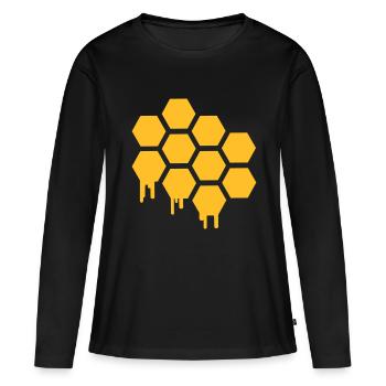 Gaufre - T-shirt manches longues Premium bio Femme - noir - Devant - Julia (174cm)