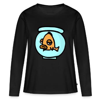 Poisson ennuyé - T-shirt manches longues Premium bio Femme - noir - Devant - Julia (174cm)