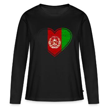 Afghanistan Asie Idée cadeau - T-shirt manches longues Premium bio Femme - noir - Devant - Julia (174cm)