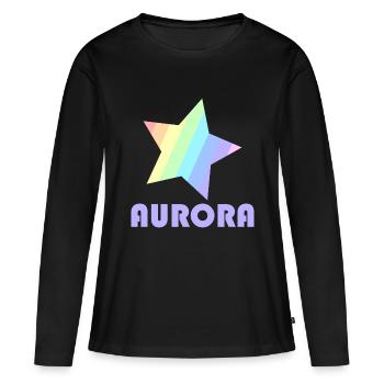 Stella pastel Aurora - T-shirt manches longues Premium bio Femme - noir - Devant - Julia (174cm)