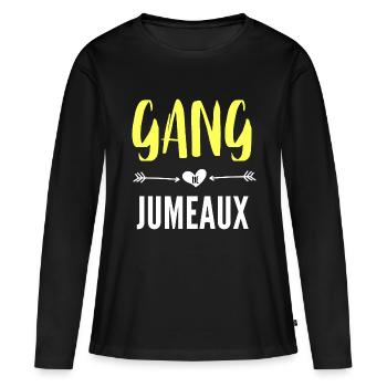 gang de jumeaux - T-shirt manches longues Premium bio Femme - noir - Devant - Julia (174cm)