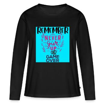 Motivator, coole Inschrift .interessanter Text - Frauen Premium Bio Langarmshirt - Schwarz - Vorne - Julia (174cm)