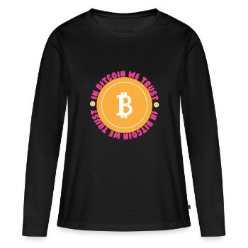Dans Bitcoin We Trust - T-shirt manches longues Premium bio Femme - noir - Devant - Julia (174cm)