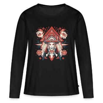 Amerikanische Folklore - Frauen Premium Bio Langarmshirt - Schwarz - Vorne - Julia (174cm)