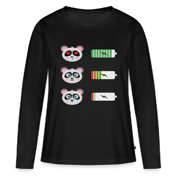 Chemise Panda Battery - T-shirt manches longues Premium bio Femme - noir - Devant - Julia (174cm)