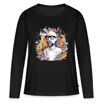 Marc le peintre - T-shirt manches longues Premium bio Femme - noir - Devant - Julia (174cm)