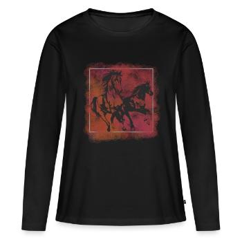 Chevaux sauvages - T-shirt manches longues Premium bio Femme - noir - Devant - Julia (174cm)
