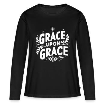 Grâce sur grâce - T-shirt manches longues Premium bio Femme - noir - Devant - Julia (174cm)